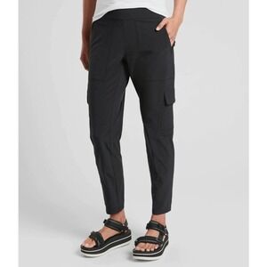 Athleta Black Chelsea Cargo Jogger Pants Sz 4‎ Pocket Zipper Athletic Tapered